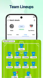 Live fodboldresultater screenshot