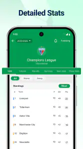 Live fodboldresultater screenshot