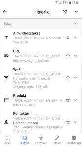 QR kode scanner screenshot