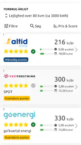 Strømligning elpriser screenshot