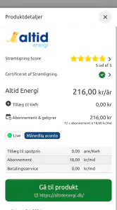 Strømligning elpriser screenshot