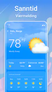 Værmelding og direkte radar screenshot