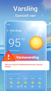 Værmelding og direkte radar screenshot