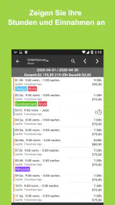 Arbeitszeittabelle Arbeitszeit screenshot