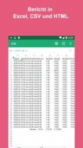 Arbeitszeittabelle Arbeitszeit screenshot