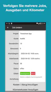 Arbeitszeittabelle Arbeitszeit screenshot