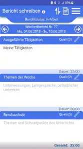 Azubiheft Online Berichtsheft screenshot