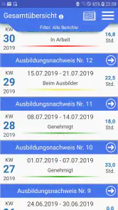 Azubiheft Online Berichtsheft screenshot