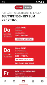 Blutspende - Spenderservice screenshot