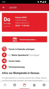 Blutspende - Spenderservice screenshot