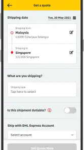 DHL Express Mobile screenshot