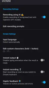 Dictate Keyboard (Whisper AI) screenshot