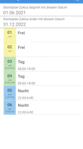 Dienstplan screenshot
