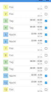 Dienstplan screenshot