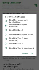 Dieselfahrverbote Routenplaner screenshot