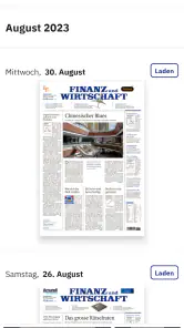 Finanz und Wirtschaft E-Paper screenshot