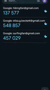 Google Authenticator screenshot