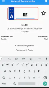 Kennzeichensammler screenshot