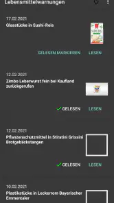 Lebensmittelwarnung screenshot