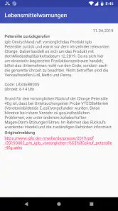 Lebensmittelwarnung screenshot