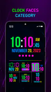 Neon Digital Clock Smart Watch screenshot