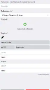 Reisekosten für DB Mitarbeiter screenshot