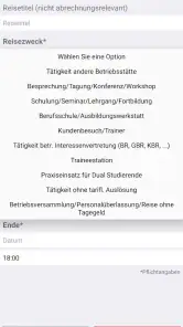 Reisekosten für DB Mitarbeiter screenshot