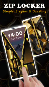 Screen Lock – Gold Zip Locker screenshot