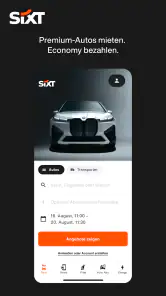 SIXT rent. share. ride. plus. screenshot