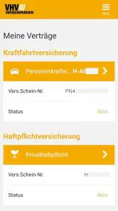 VHV Kundenportal screenshot
