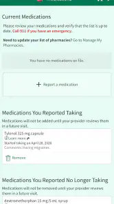 Avera MyChart screenshot