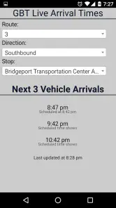 Bridgeport GBT Bus Tracker screenshot