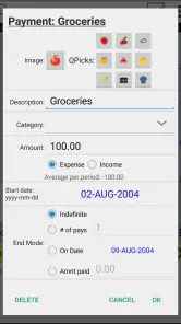 Budget Calendar screenshot