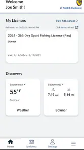 CDFW License screenshot