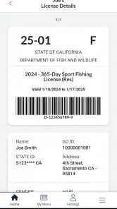 CDFW License screenshot