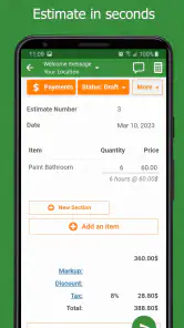Contractor Estimate & Invoice screenshot