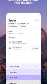 Faye Travel Insurance screenshot