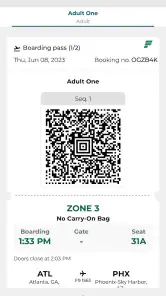 Frontier Airlines screenshot