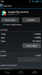 Google Play Services screenshot