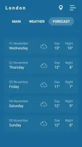 Indoor thermometer screenshot