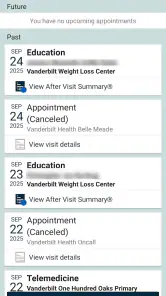 My Health at Vanderbilt screenshot