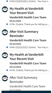 My Health at Vanderbilt screenshot