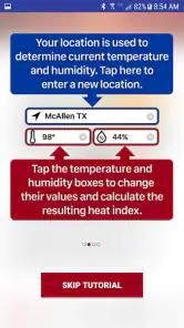 OSHA NIOSH Heat Safety Tool screenshot
