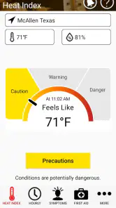 OSHA NIOSH Heat Safety Tool screenshot