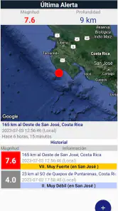 OVSICORI-UNA Alerta Terremotos screenshot