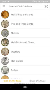 PCGS CoinFacts - U.S. Coin Val screenshot