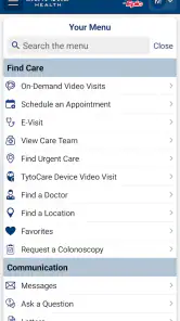 Sanford Health screenshot