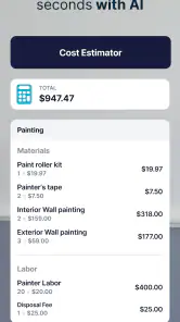 SimplyWise Cost Estimator screenshot