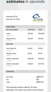 SimplyWise Cost Estimator screenshot