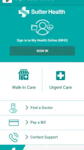 Sutter Health My Health Online screenshot